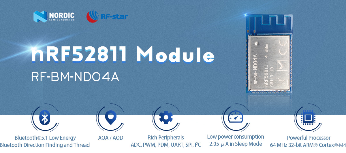 Module de communication sans fil multiprotocole BLE 5.0 RF-BM-ND04A
