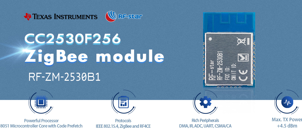 Caractéristiques du module ZigBee CC2530 2,4 GHz